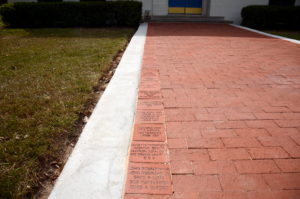 The 8"x8" bricks on the left of the walkway.